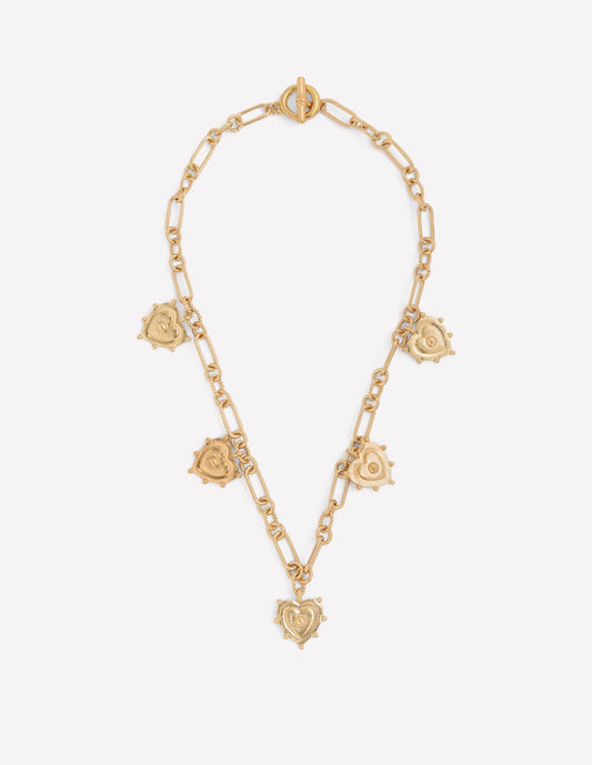 Multi-Heart Charm Necklace Gold Colour