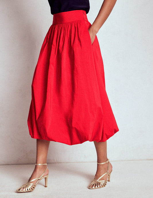 Bubble Hem Midi Skirt Poppy Red