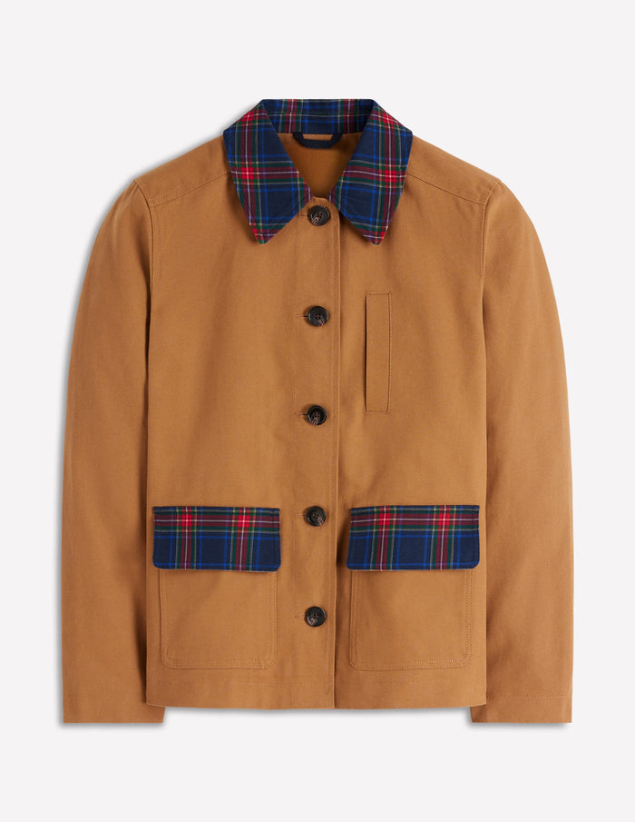 Canvas Barn Jacket Hazelnut Brown, Check