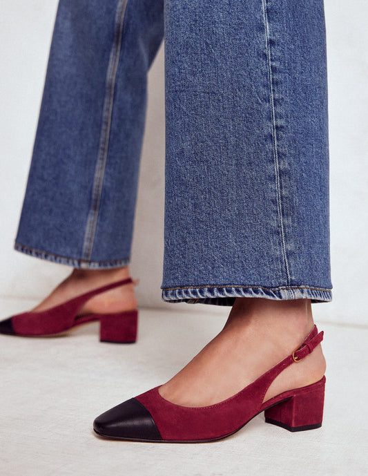 Ailsa Block Heel Slingbacks Oxblood