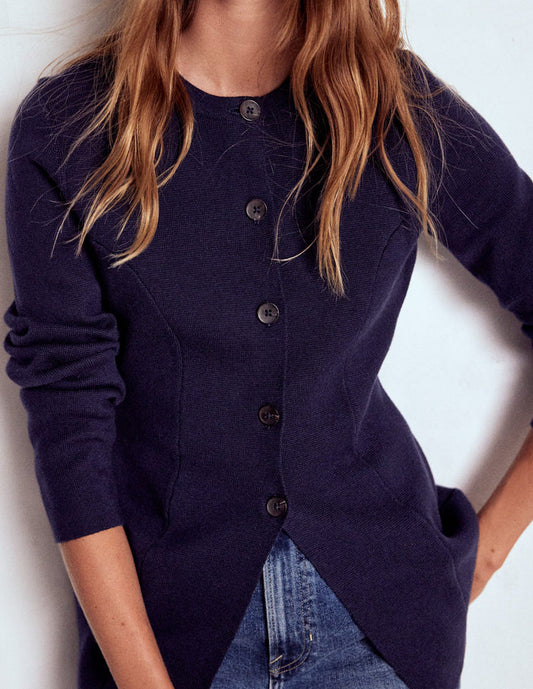 Joanna Fitted Knitted Jacket Navy