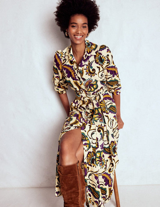 Clara Cord Midi Dress Multi, Ornate Meadow
