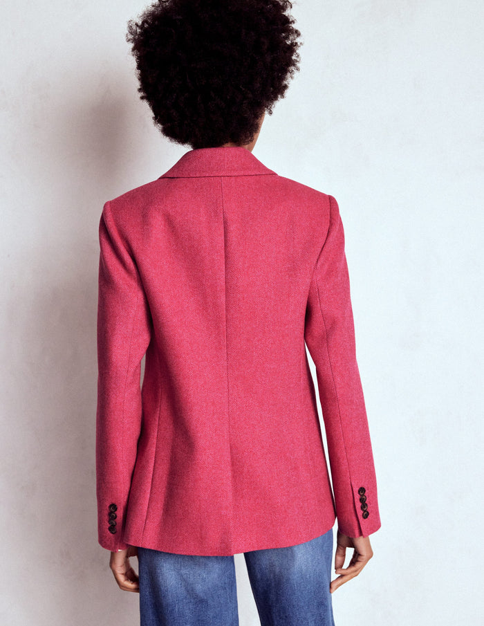 Stamford Wool-Blend Blazer Pink Herringbone