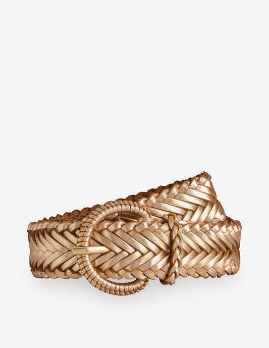 Woven Leather Belt Gold