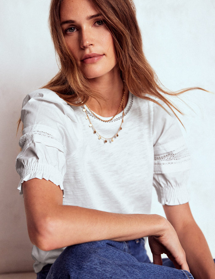 Lottie Puff Sleeve Top White