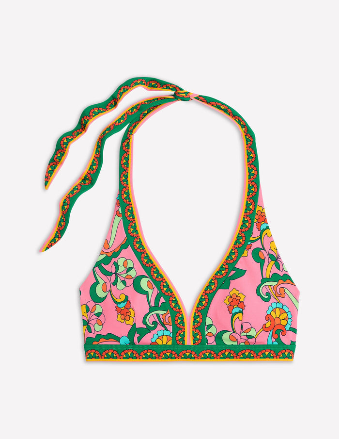 Ios V Panel Bikini Top Pink Rose, Foliage Trail