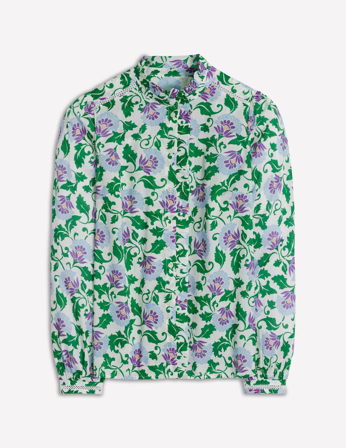 Helena Cotton Top Rich Emerald, Ornate Vine