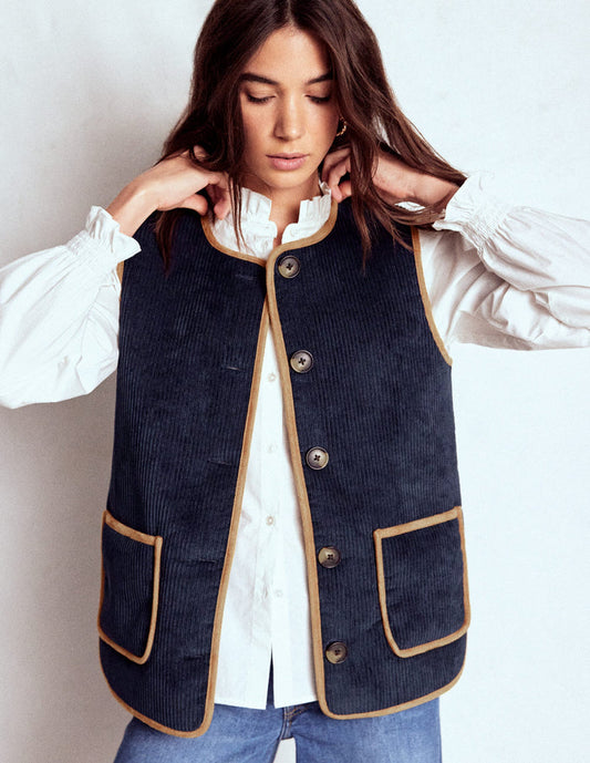 Clerkenwell Reversible Gilet Navy, Leopard