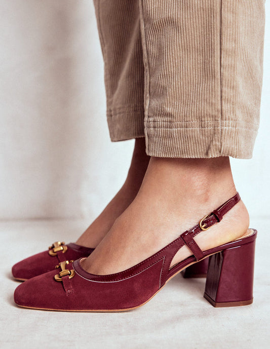 Iris Snaffle Slingback Heels Oxblood