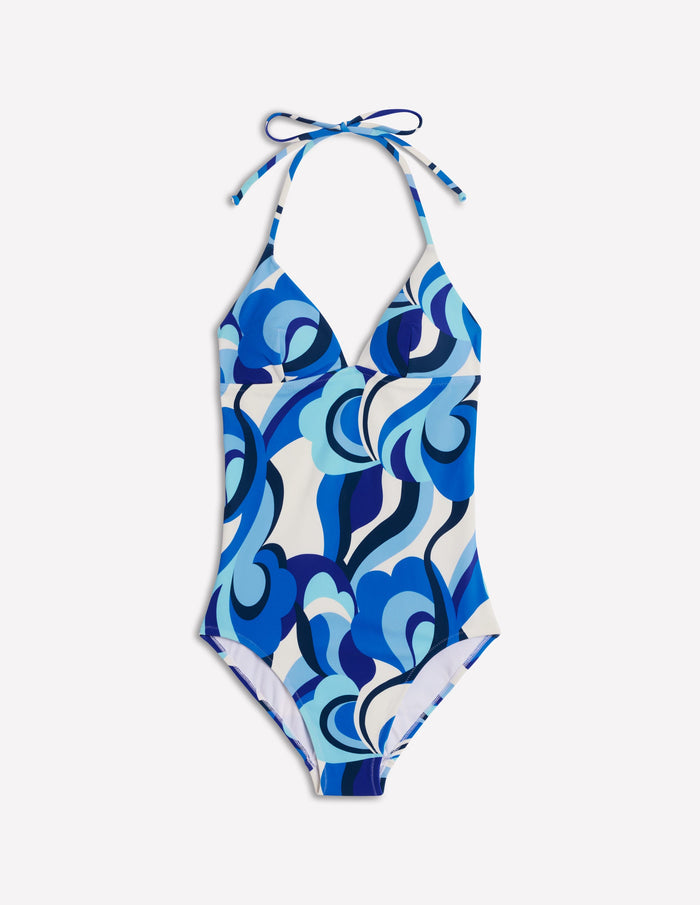 Symi String Swimsuit Blue, Abstract Swirl
