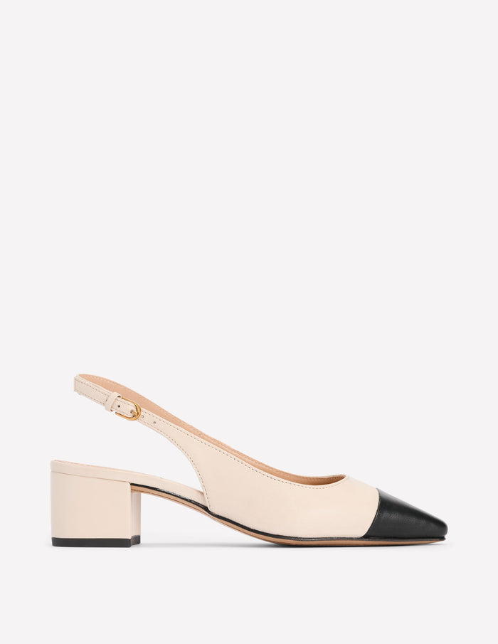 Ailsa Block Heel Slingbacks Ecru