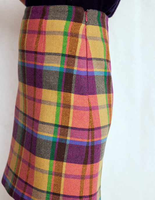 Gia Wool Short Skirt PoppyRed and Pink Multigingham