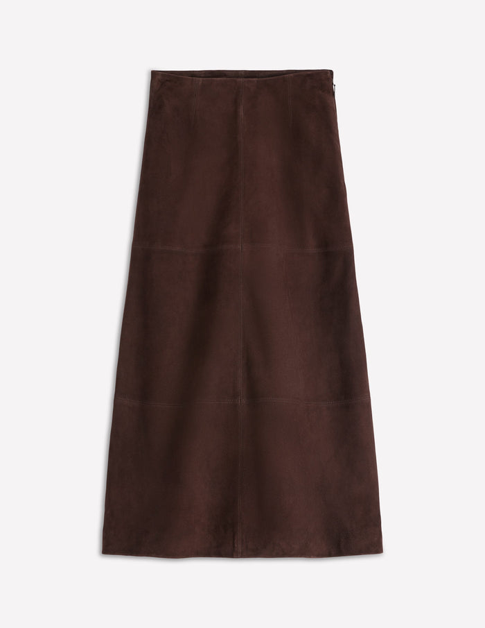 Suede Midi Skirt Dark Chocolate