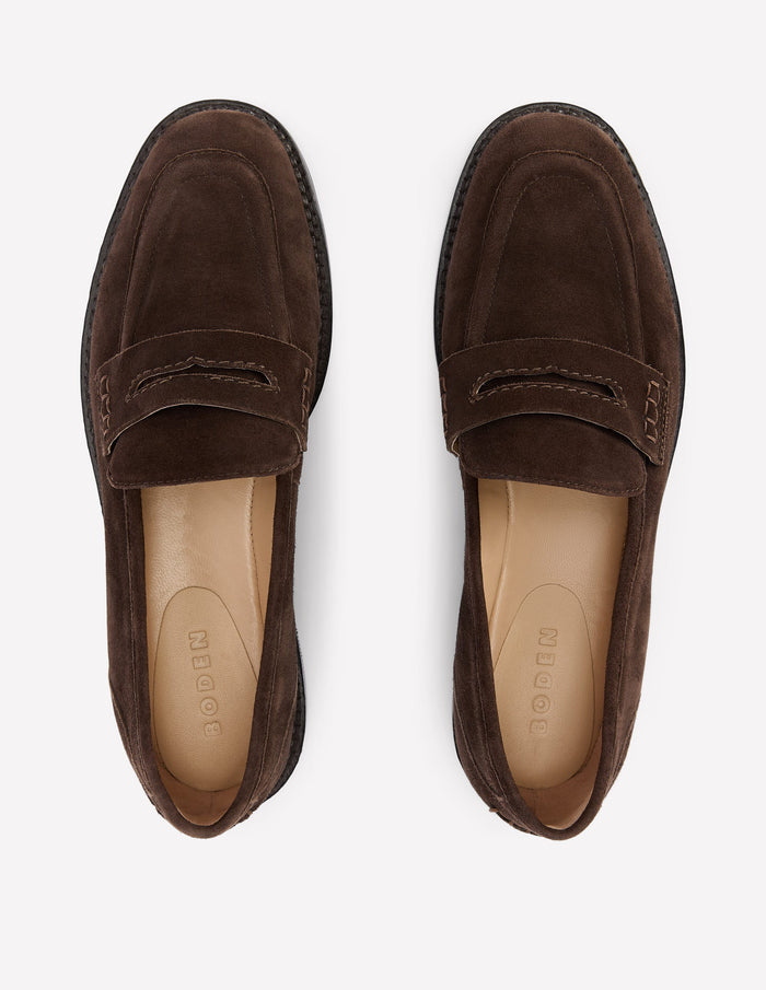 Nya Penny Loafers Bitter Chocolate Suede