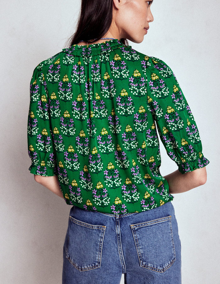 Ria Short Sleeve Top Emerald, Wildflower Bouquet