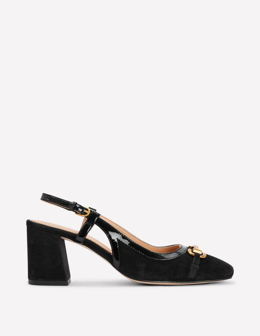 Iris Snaffle Slingback Heels Black