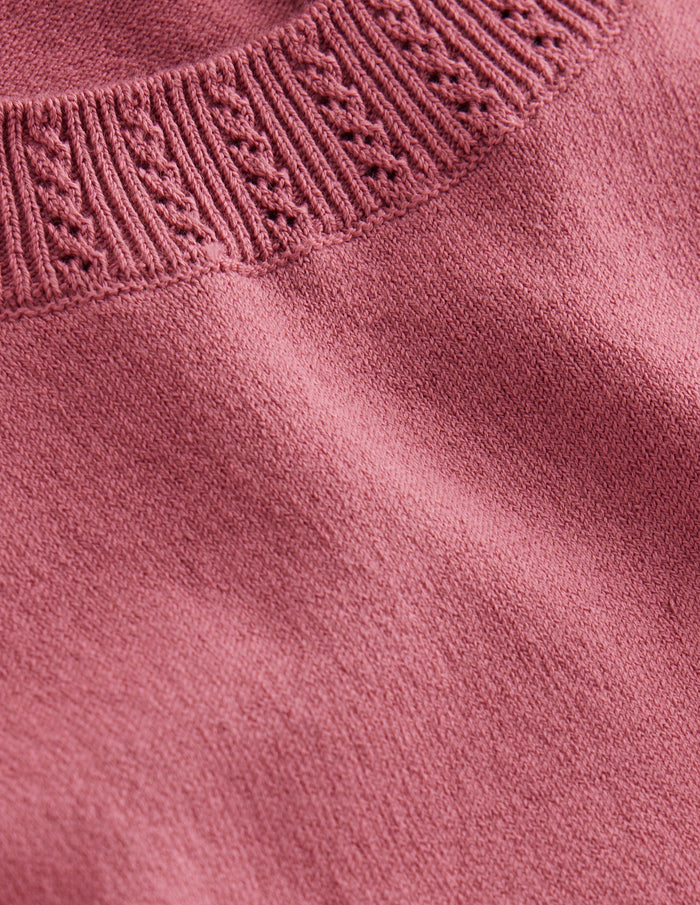 Emilia Cotton Crew Neck Vest Pink Heather