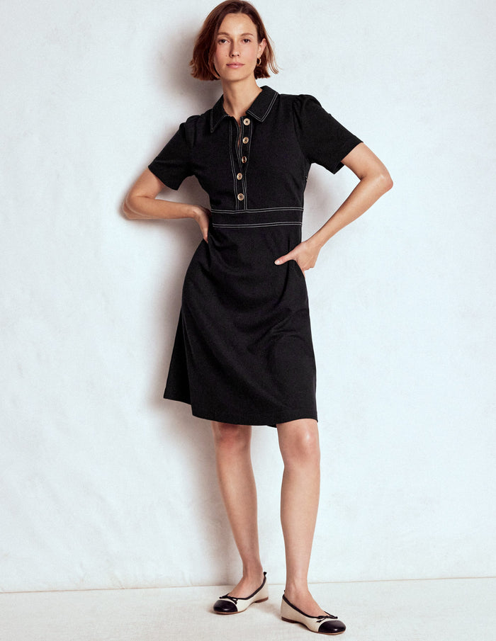 Nicolette Ponte Shirt Dress Black
