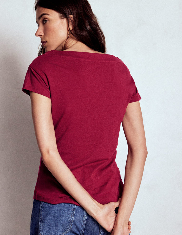 Supersoft Boat Neck T-Shirt Burgundy Red