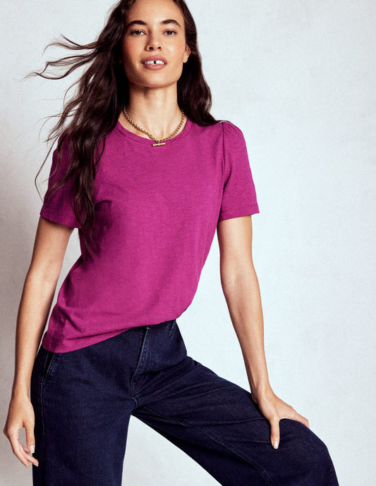 Cotton Puff Sleeve T-Shirt Rich Magenta