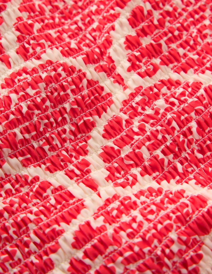 Milos Smocked Swimsuit Jam Red, Blossomy