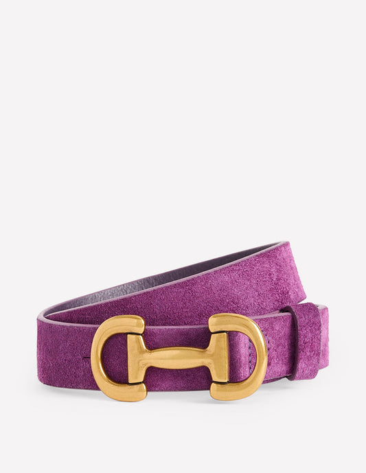 Iris Snaffle-Trim Leather Belt Regal Purple