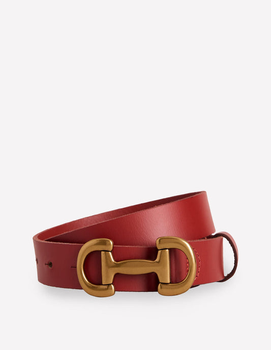 Iris Snaffle-Trim Leather Belt RED