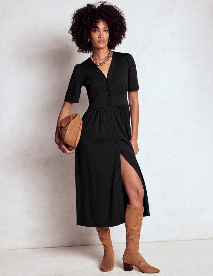 Natalia Jersey Tea Dress Black
