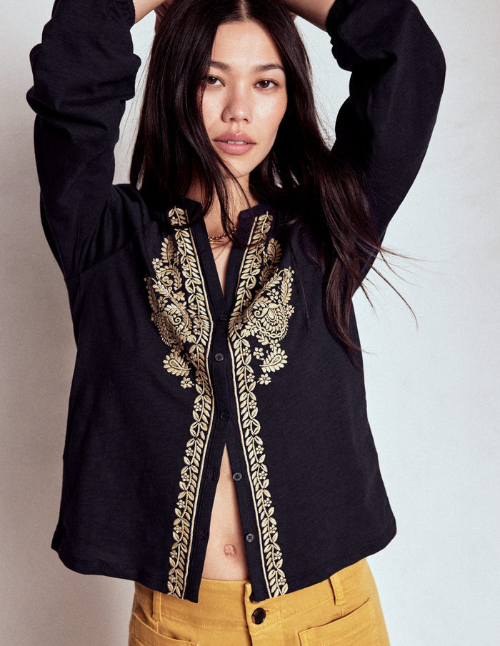 Alma Embroidered Shirt Navy