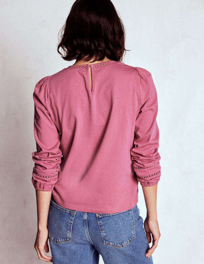Flo Trim Detail Top Pink Heather