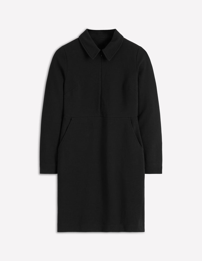 Cam Zip-up Ottoman Dress Black