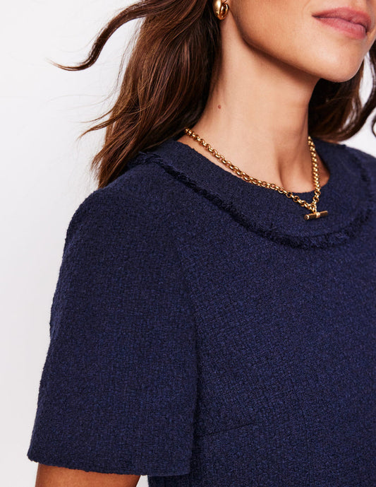 Evita Cotton Shift Dress Navy