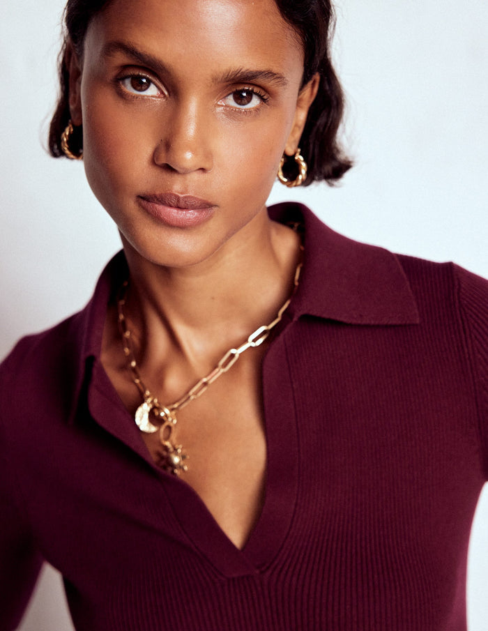 Rib Henley Top Deep Wisteria
