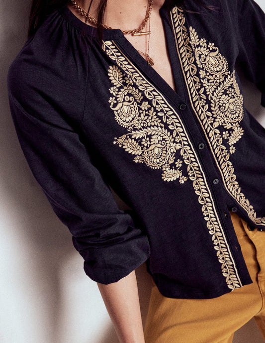 Alma Embroidered Shirt Navy