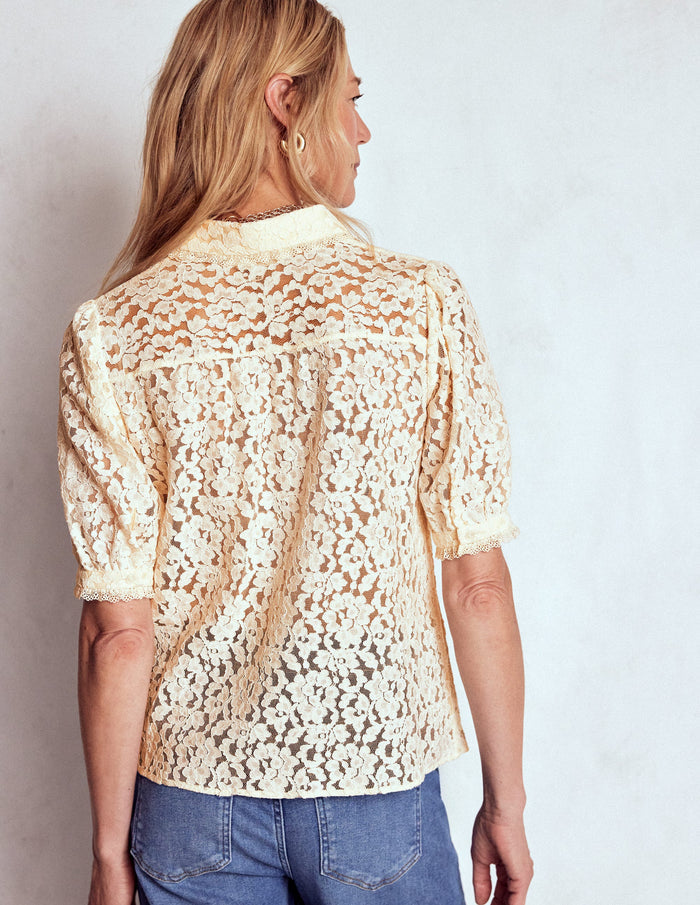 Short Sleeve Lace Blouse Ivory