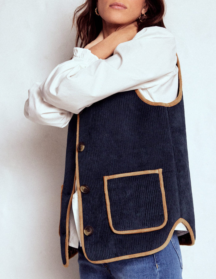 Clerkenwell Reversible Gilet Navy, Leopard