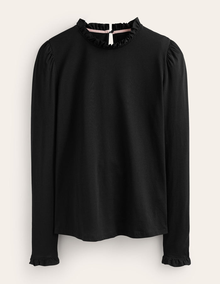 Supersoft Frill Detail Top Black