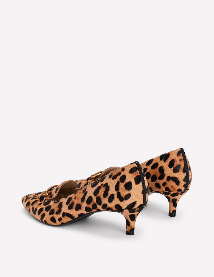 Iris Heel Snaffle Point Loafer Leopard
