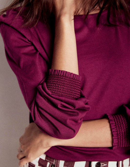 Smocked Cuff Supersoft Top Deep Wisteria