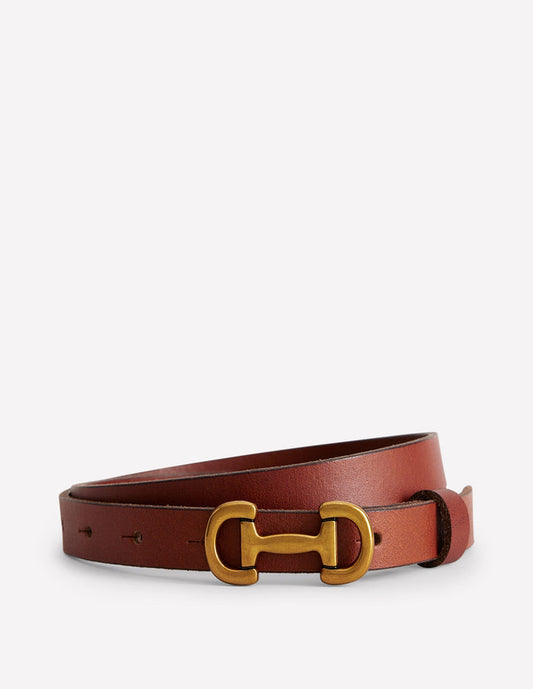 Iris Skinny Snaffle Trim Belt Tan