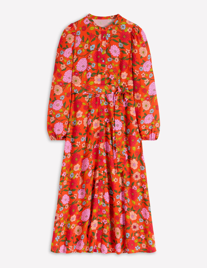 Mae Occasion Maxi Shirt Dress Firecracker Red, Dahlia Trail