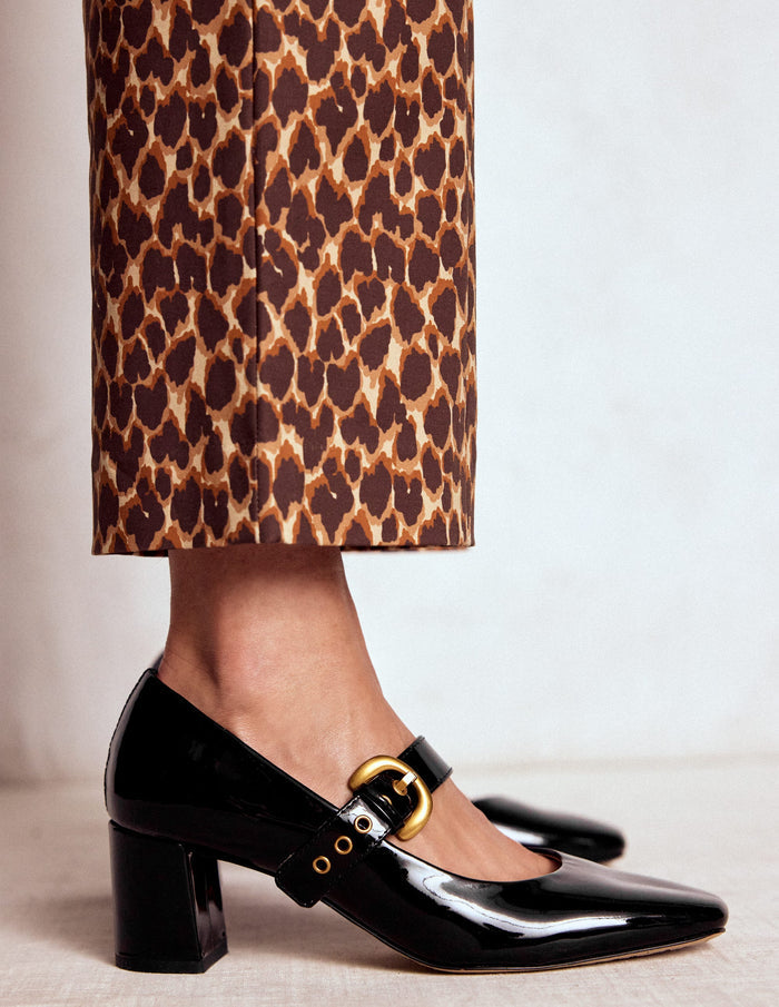Heeled Buckle Mary Janes Black
