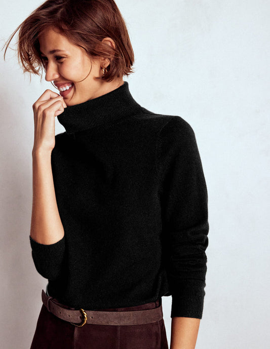 Eva Cashmere Roll Neck Sweater Black