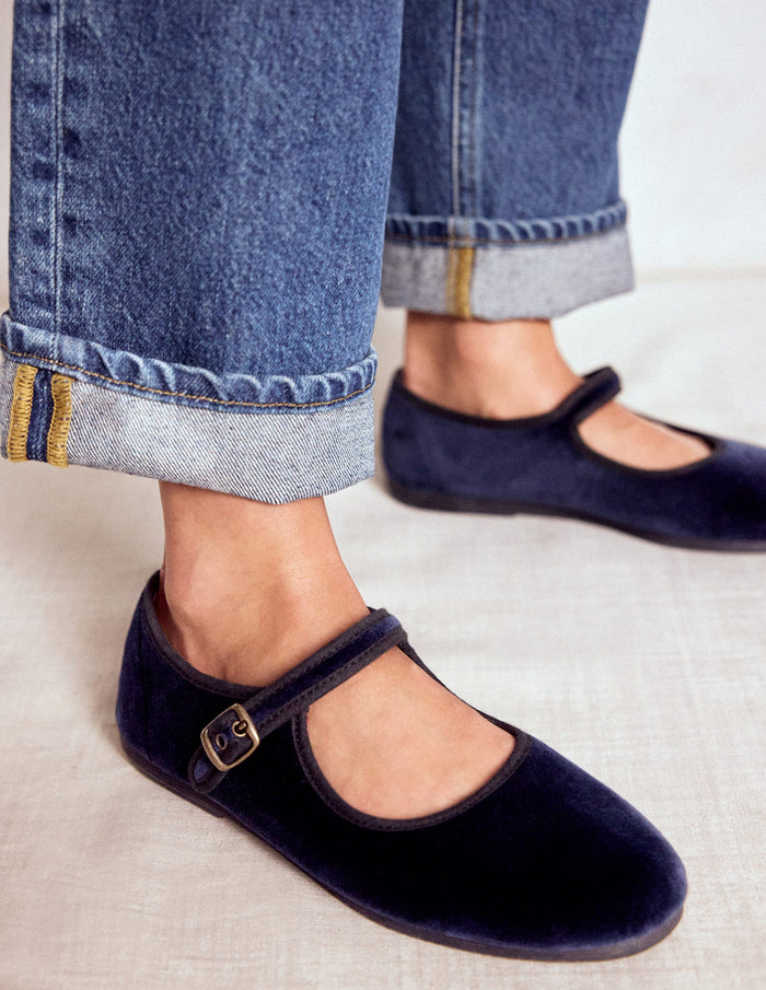 Flexi Mary Jane Navy Velvet