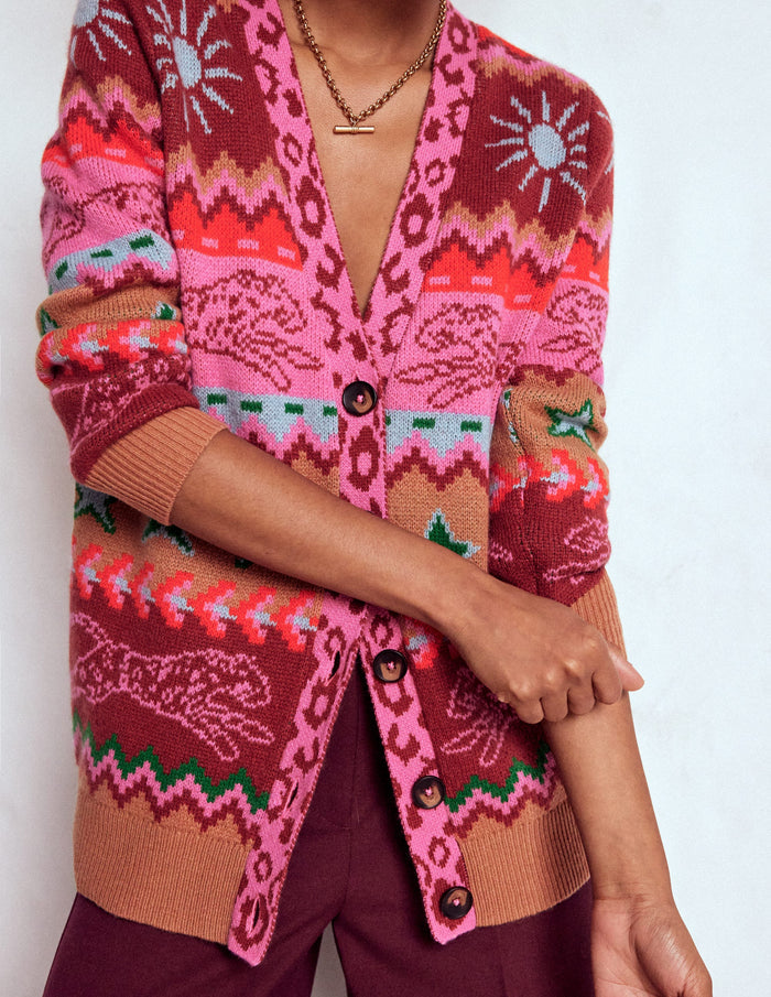 Quinn Boyfriend Cardigan Camel, Cheetahs