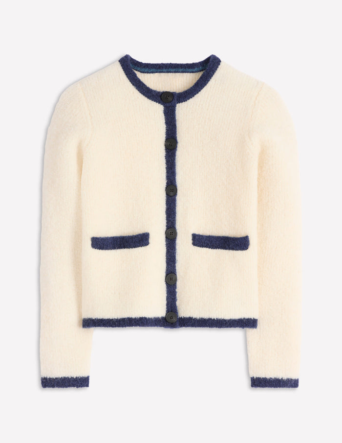Holly Boucle Knitted Jacket Warm Ivory, Boucle