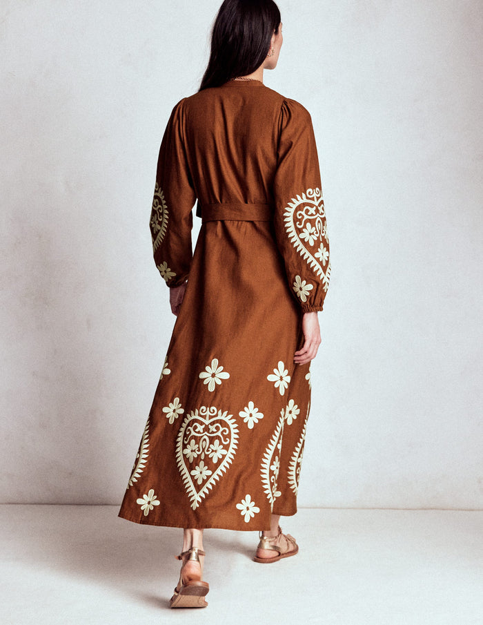 Mae Linen Blend Shirt Dress Russet