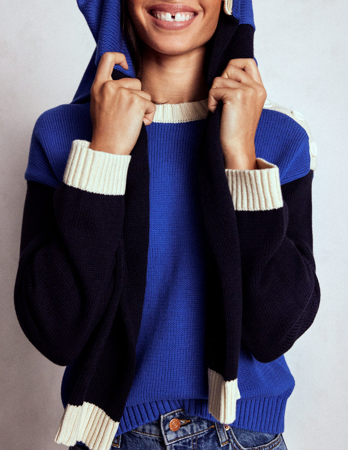 Jemma Chunky Cotton Sweater Bright Blue