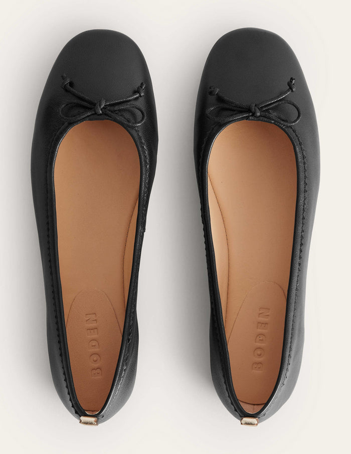 Kitty Flexi Sole Ballet Flats Black Leather