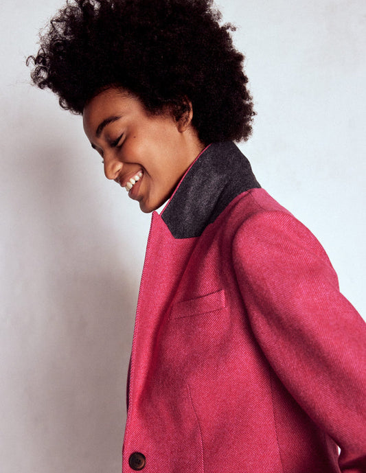 Stamford Wool-Blend Blazer Pink Herringbone